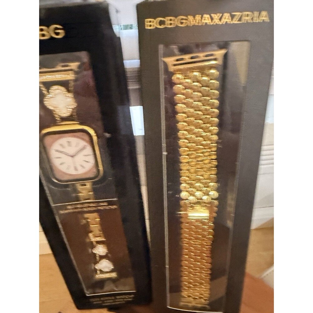 BCBG BCBGMAXAZRIA Apple Watch Bands Lot of 2 Gold 38mm 40mm 41mm Open Box - Picture 2 of 9